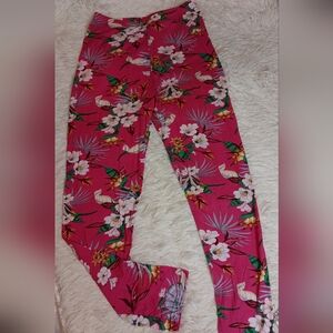 Floral Pink Tropical Print Pants Size M